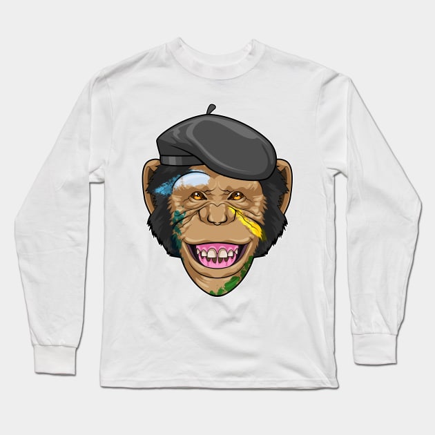 Monkey as Painter Long Sleeve T-Shirt by Markus Schnabel